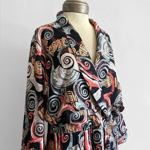Nina piccalino print draped jacket dress sz 13 - Picture 4 of 8